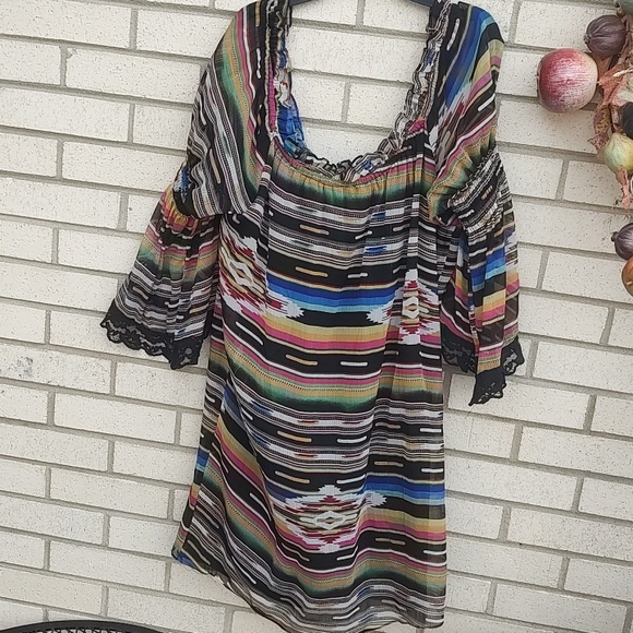 Boho Embroidered Off-Shoulder Top - Multicolor - Picture 8 of 10